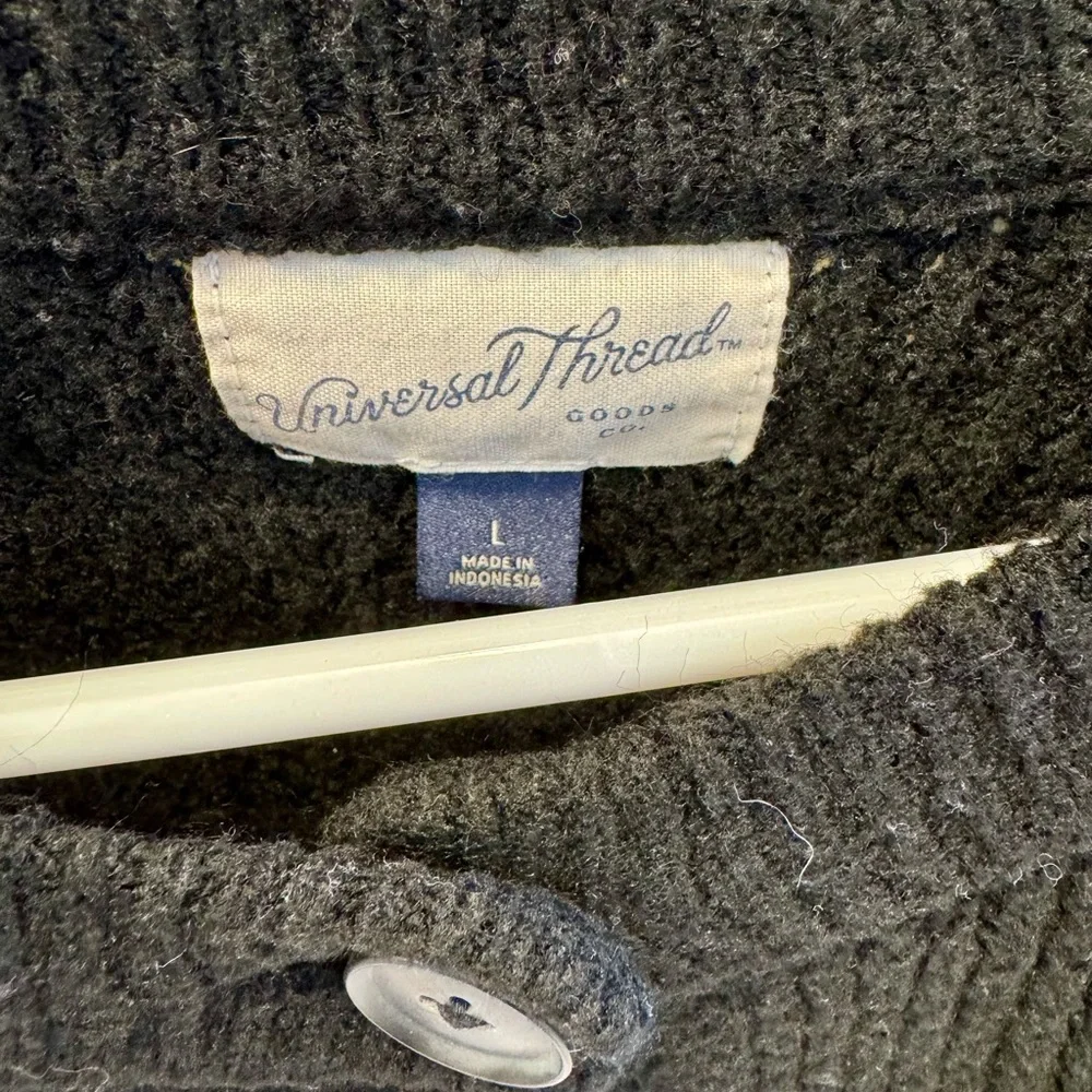 Universal Thread Black Ribbed Button-Front Cardigan - Picture 2 of 4